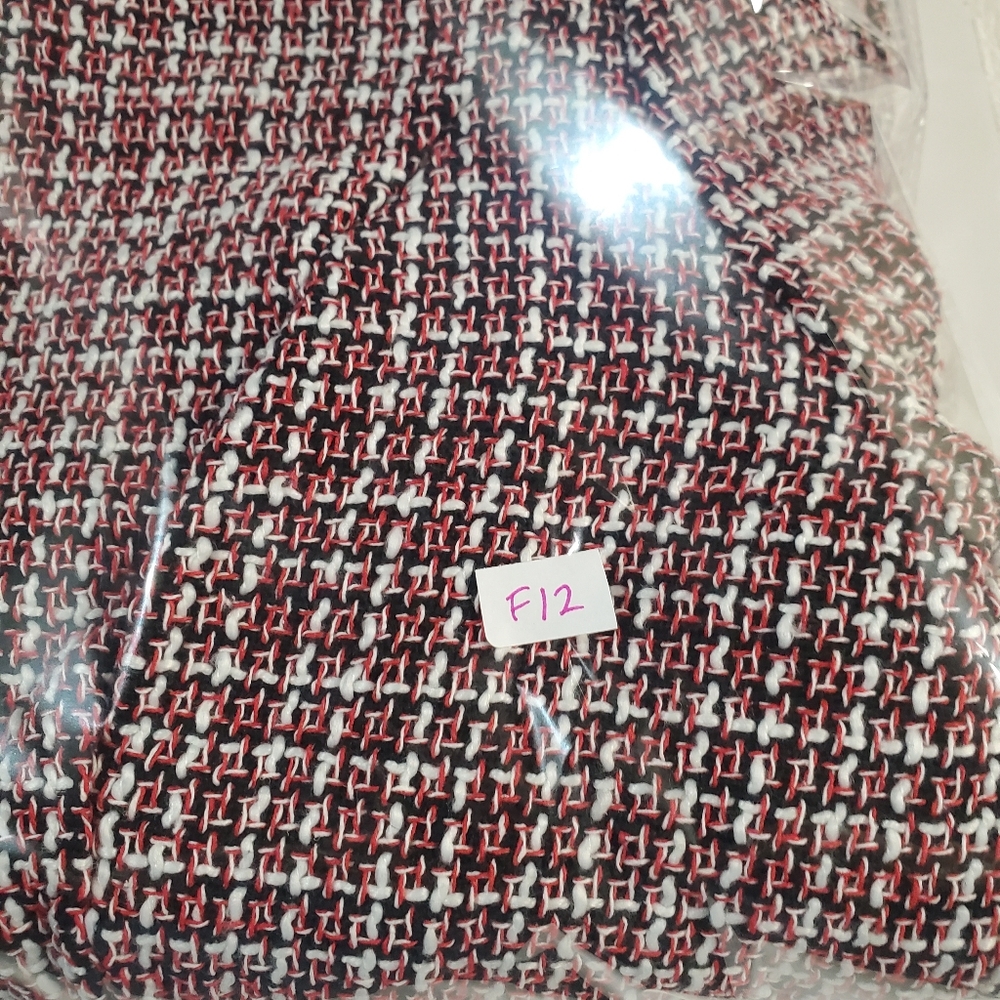 Long Sleeve Tweed Houndstooth Dress in Red, Black And White - Picture 7 of 7